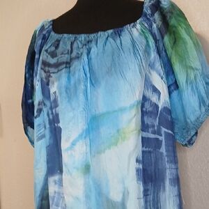 Karen Kane Blue and Green Blouse